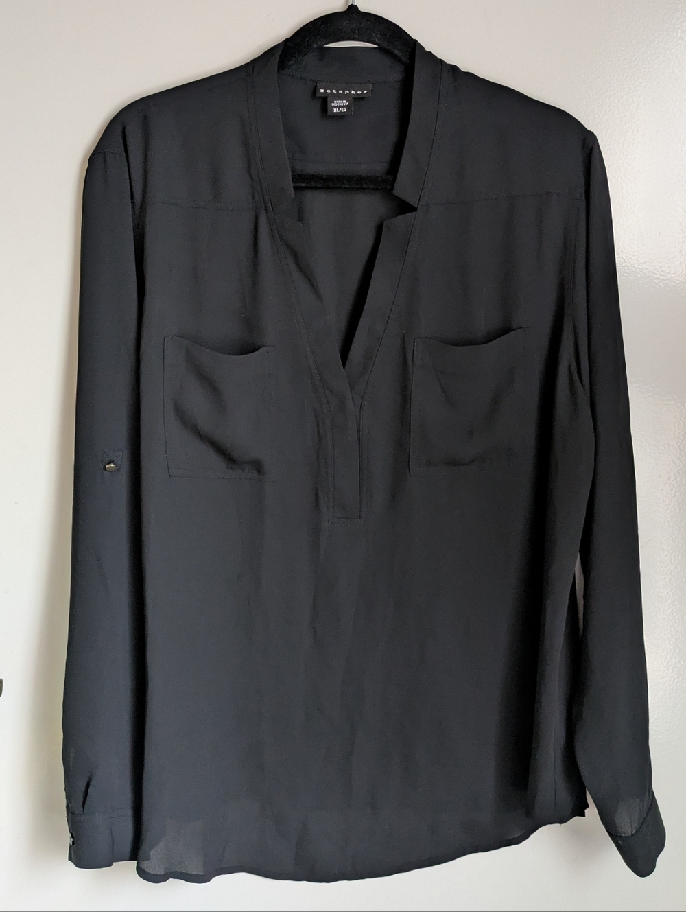 Metaphor Black Long-Sleeve Women's Blouse XL
